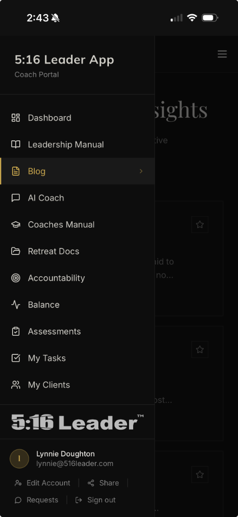 5:16 Leader coach portal on tablet